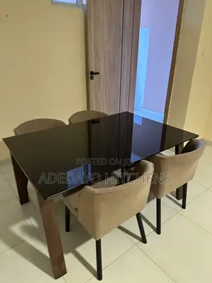 Stylish Glass Dining Table + 4 Chairs | Strong Elegant Dining Set
