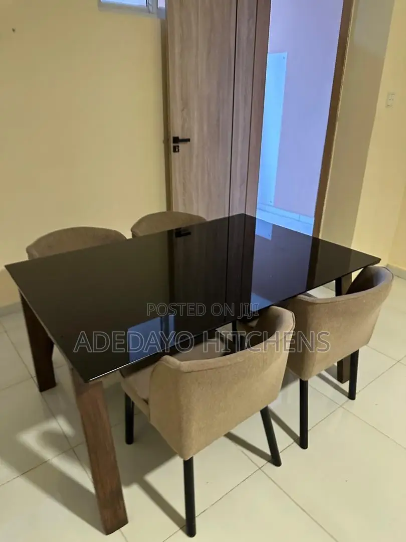 Stylish Glass Dining Table + 4 Chairs | Strong Elegant Dining Set