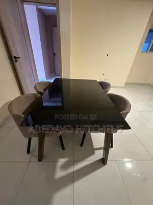 Stylish Glass Dining Table + 4 Chairs | Strong Elegant Dining Set