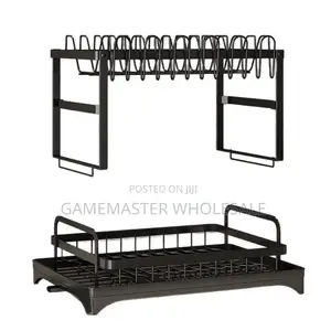 2-Tier Kitchen Dish Drying Rack With Drainboard Utensil Holder