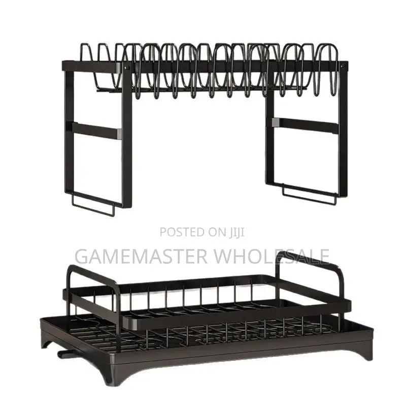 2-Tier Kitchen Dish Drying Rack With Drainboard Utensil Holder