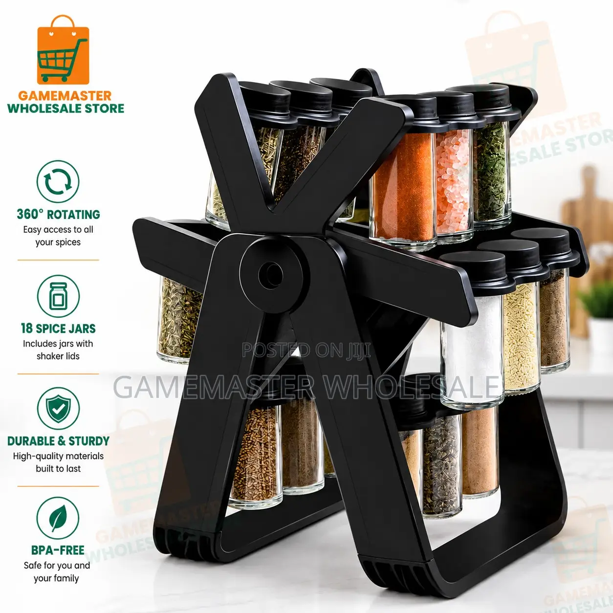 360° Rotating Spice Rack Organizer