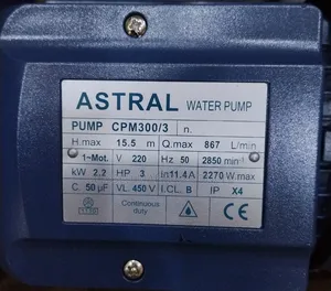 3HP Astral Surface Pumping Machine (Single-Phase). 100% Copper Coil