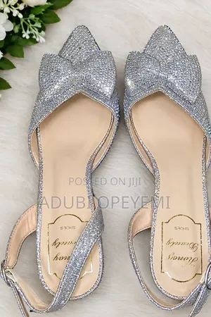 Silver Short Heel Open-Back Occasion Shoe Size 39