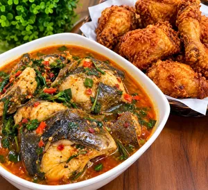 Fried Chicken and Fish Pepper Soup