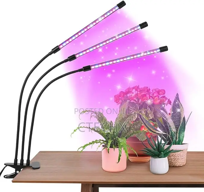 Plant Grow Light, Three-Head Clip, for Indoor Plants, 3/9/12h Timer