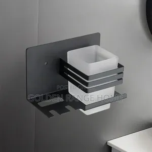 Wall Mounted Black Single Toothbrush/Toothpaste Holder
