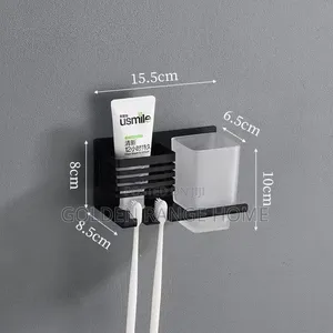 Wall Mounted Black Single Toothbrush/Toothpaste Holder