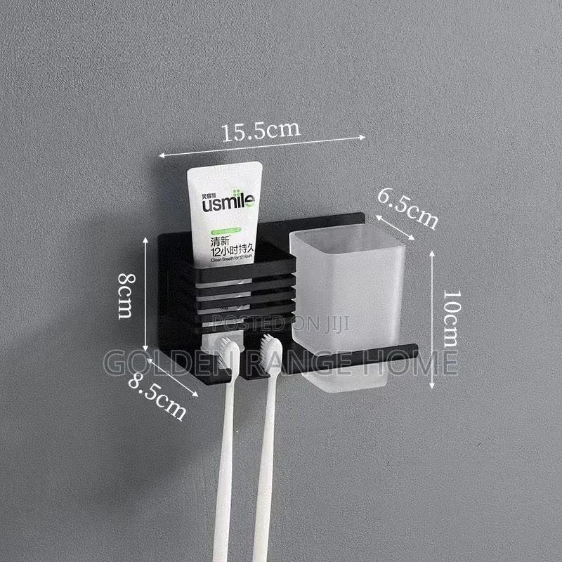 Wall Mounted Black Single Toothbrush/Toothpaste Holder