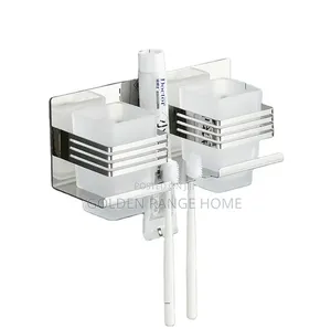Wall Mounted Stainless Steel Double Toothbrush/Cup Holder