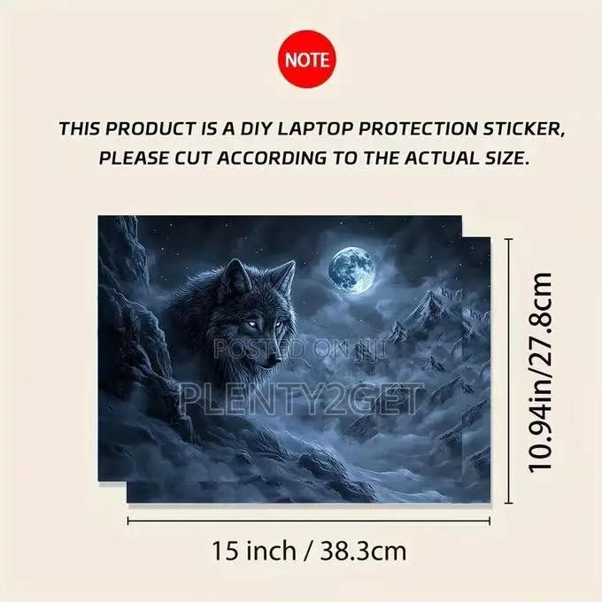 Two-Pack of Wolf-Themed Laptop Stickers, Suitable for Netbooks