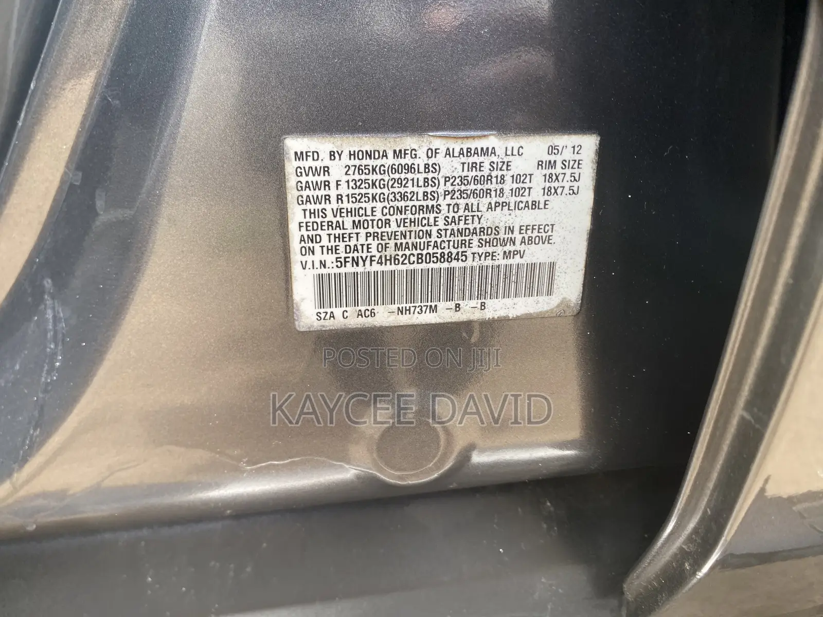 Honda Pilot EX-L 4dr SUV (3.5L 6cyl 5A) 2012 Gray