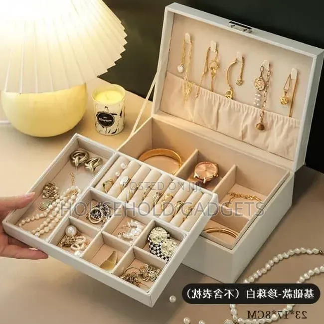 Double Layer Leather Jewellery Storage Box