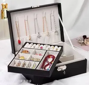 Double Layer Leather Jewellery Storage Box