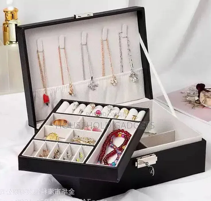 Double Layer Leather Jewellery Storage Box