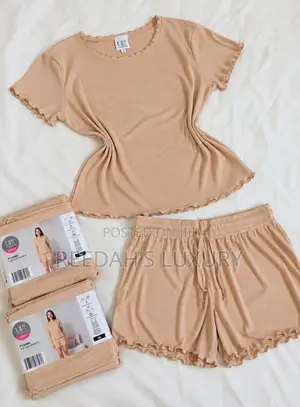 Chic Cream Ruffle-Trim Lounge Set
