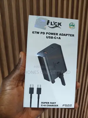 Original Flick Super Fast Charger 67w- USB-C + USB-A + Cable