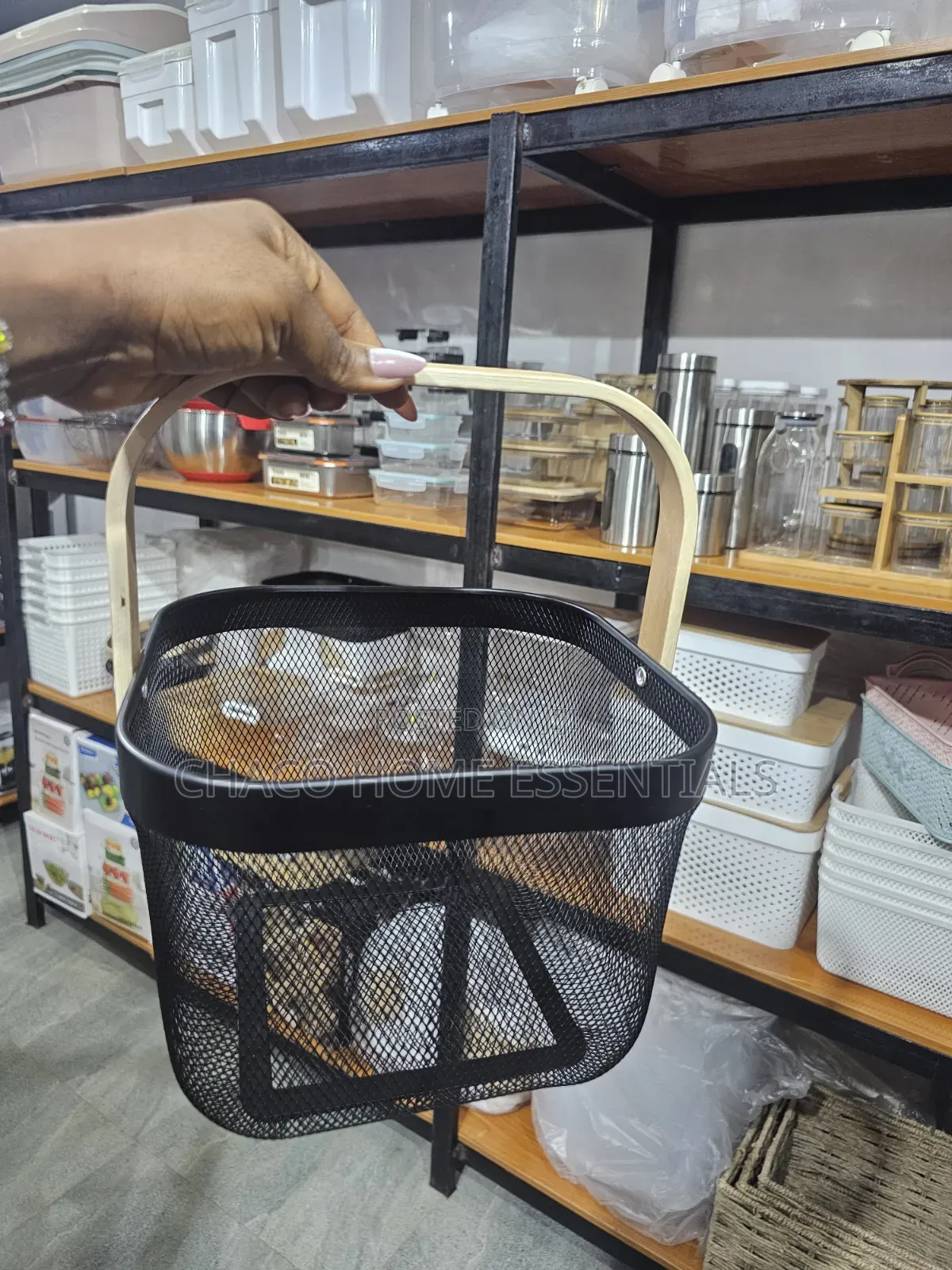 Small-Sized Black Mesh Storage Basket