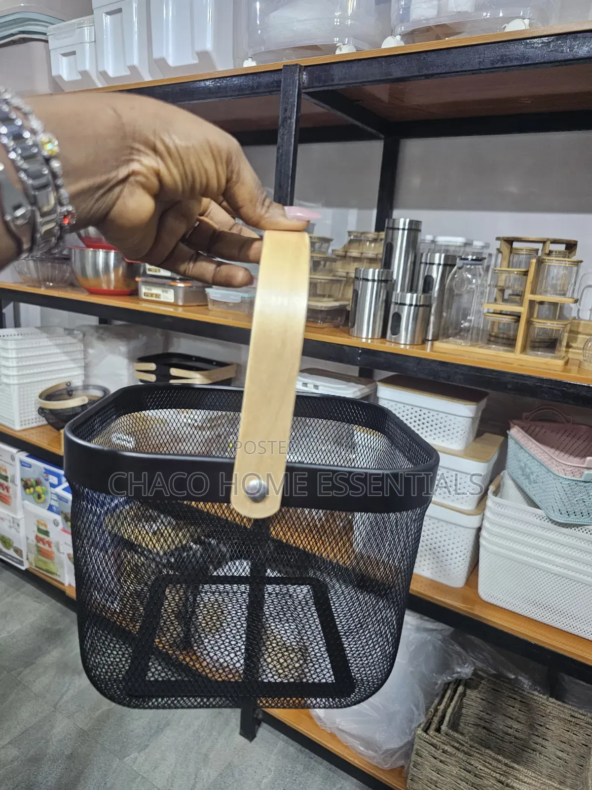 Small-Sized Black Mesh Storage Basket