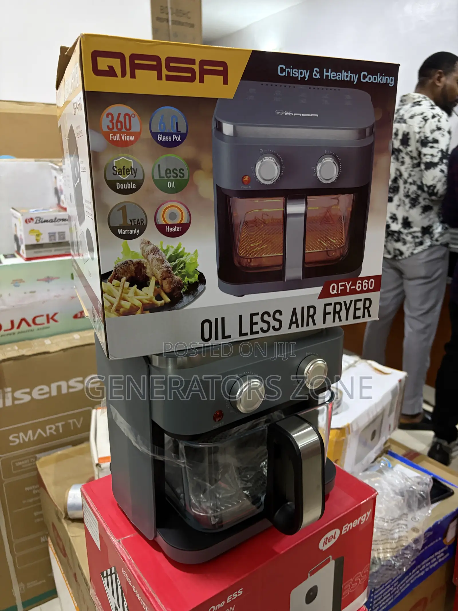 Qasa 6L Air Fryer With Cycled Heating Flow