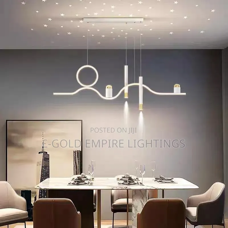 Modern LED DiningChandelier |WaveLight|Elegant Gold White CeilingLight