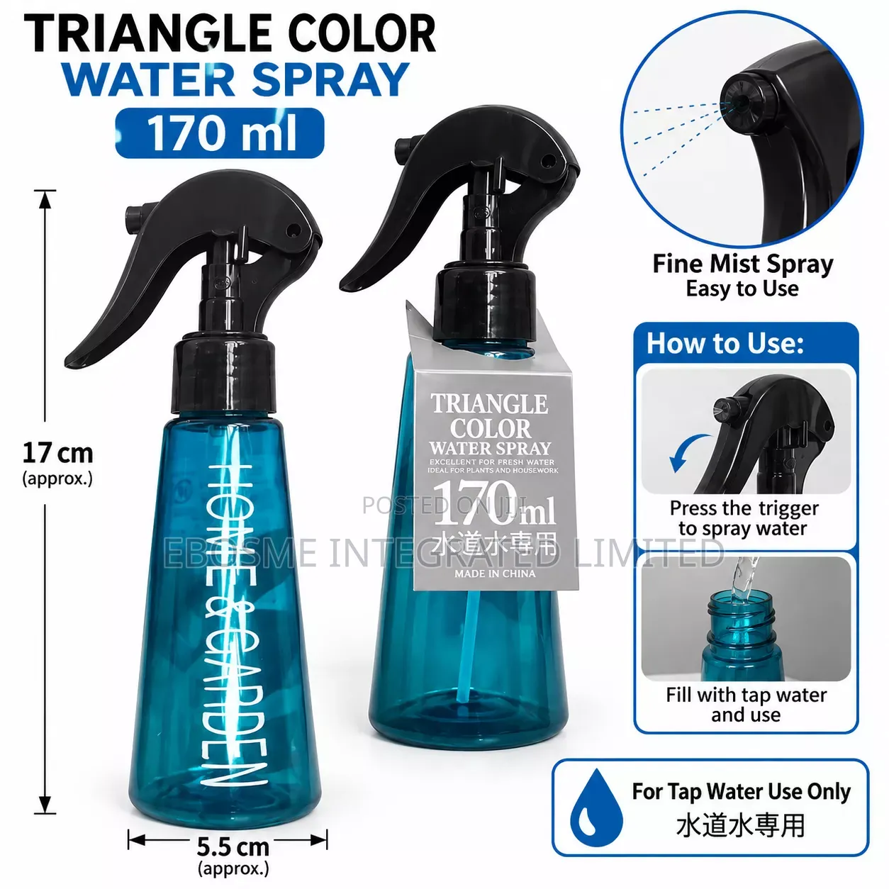 Triangle Color Water Spray Bottle 170ml