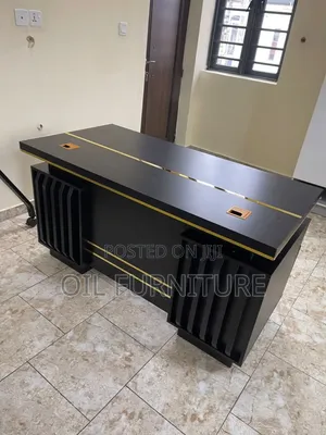 Standard Executive Black & Gold Office Desk With Side Drawer 1.4meter