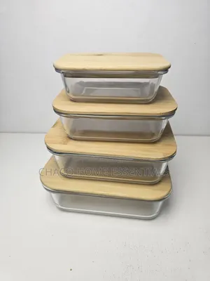 4-Piece Glass Food Storage Containers With Bamboo Lids