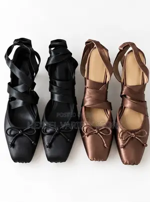 Satin Lace-Up Ballet Heels With Bow – Black Brown