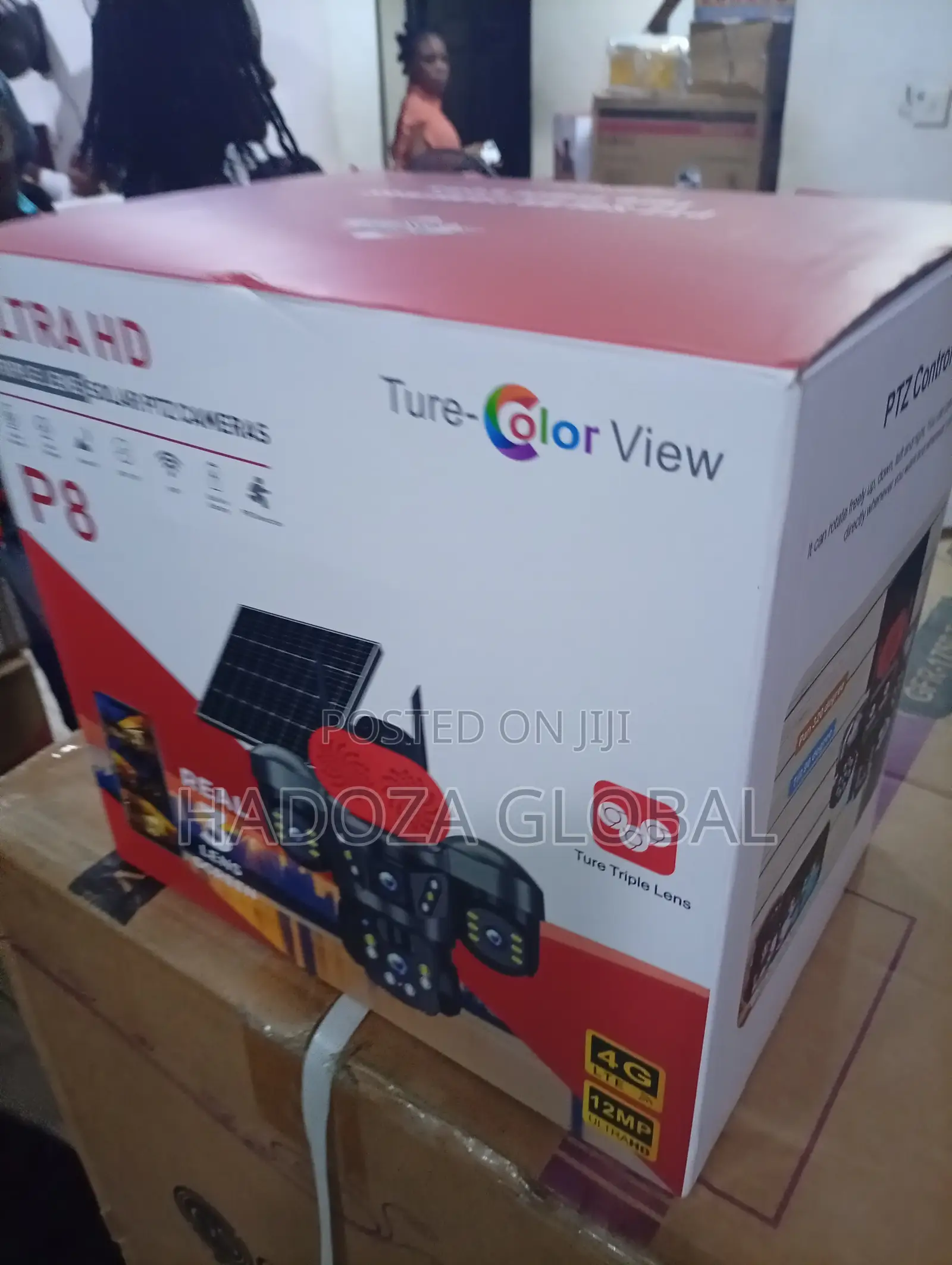 Outdoor Solar PTZ Surveillance Camera Featuring Three Lenses