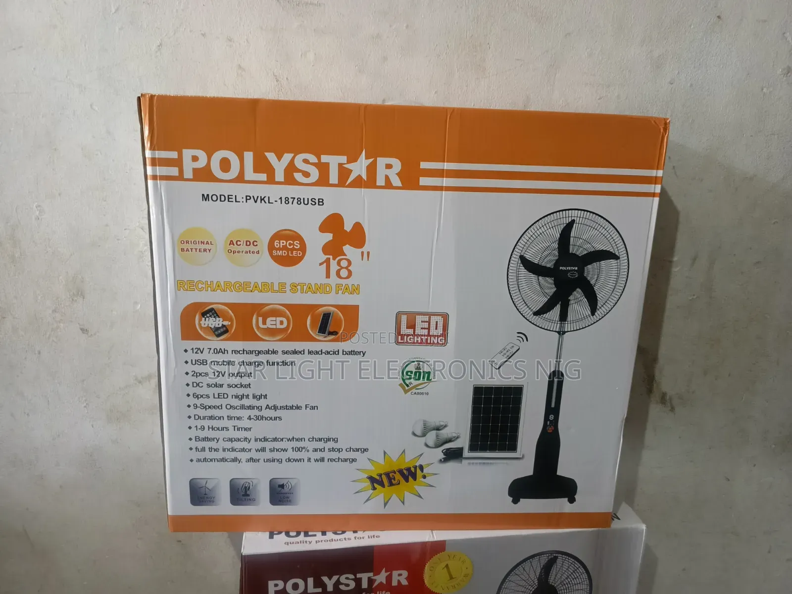 18 Inch Rechargeable Solar Fan Polystar