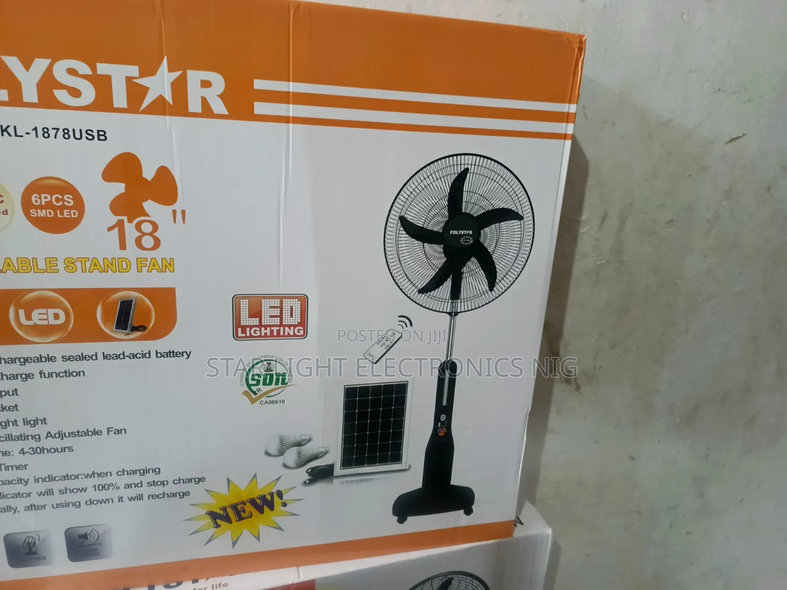 18 Inch Rechargeable Solar Fan Polystar