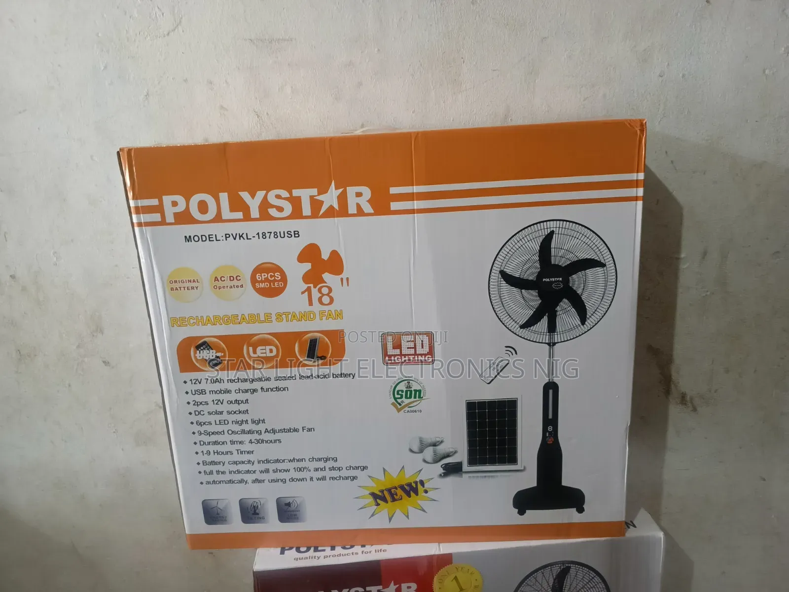 18 Inch Rechargeable Solar Fan Polystar