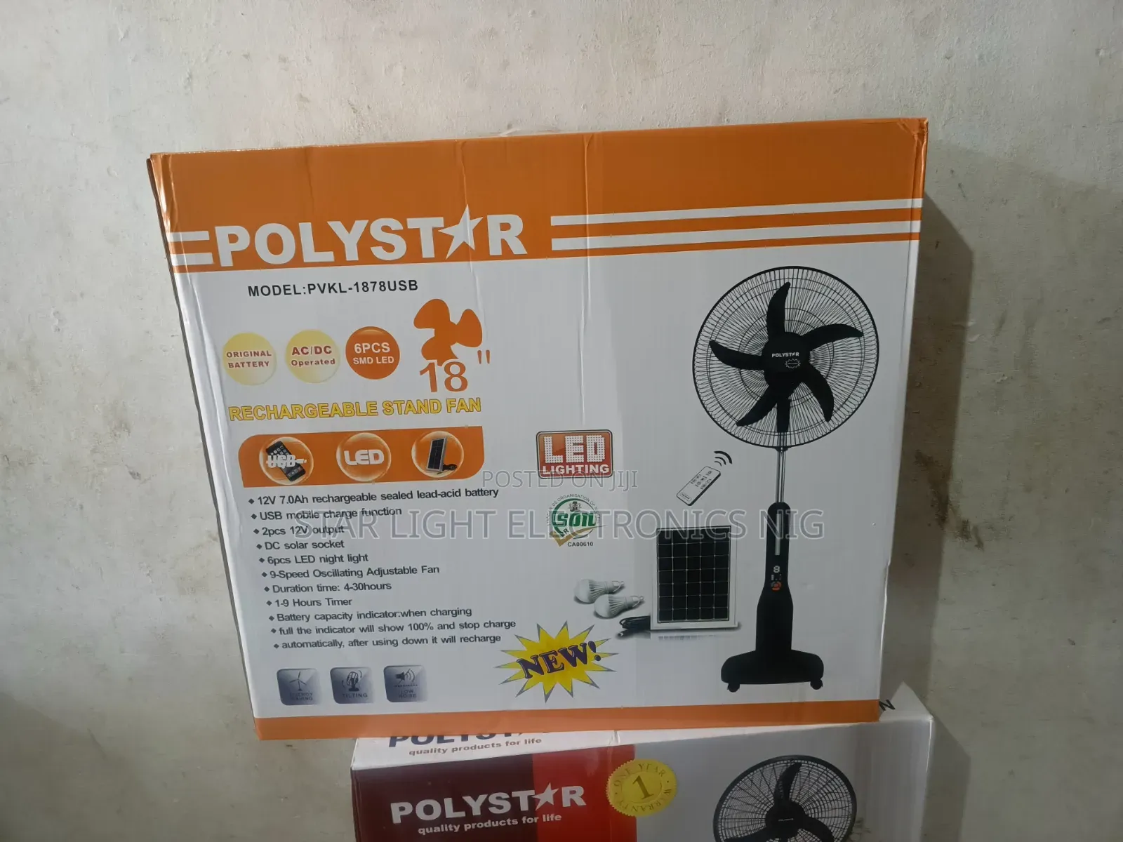 18 Inch Rechargeable Solar Fan Polystar