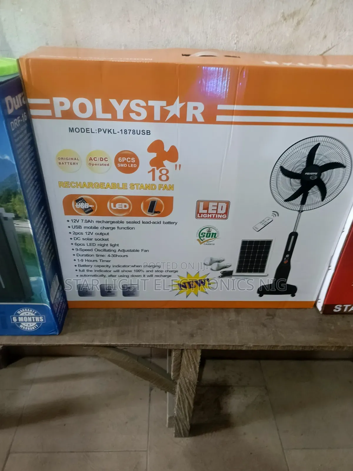 18 Inch Rechargeable Solar Fan Polystar