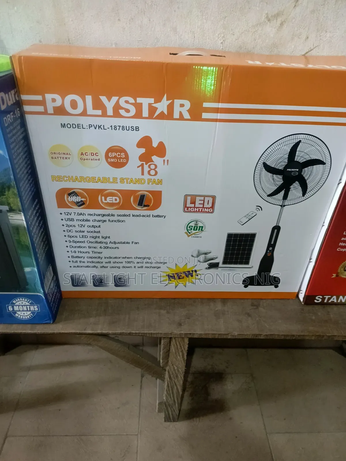 18 Inch Rechargeable Solar Fan Polystar