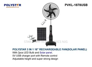 18 Inch Rechargeable Solar Fan Polystar