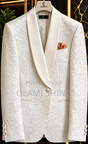 White Floral/Brocade Suit and Waistcoat