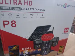 Outdoor Wireless Triple Lens PTZ Camera With Solar Panel