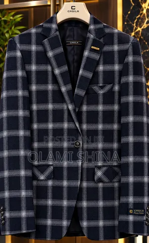 Navy Checked Suit