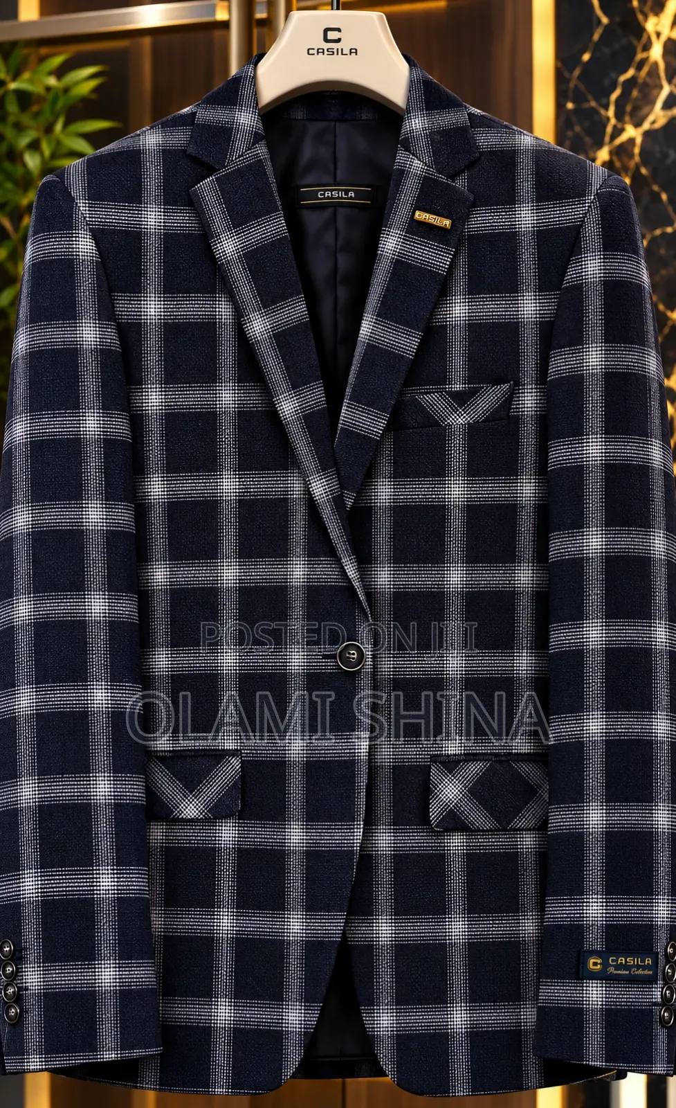Navy Checked Suit