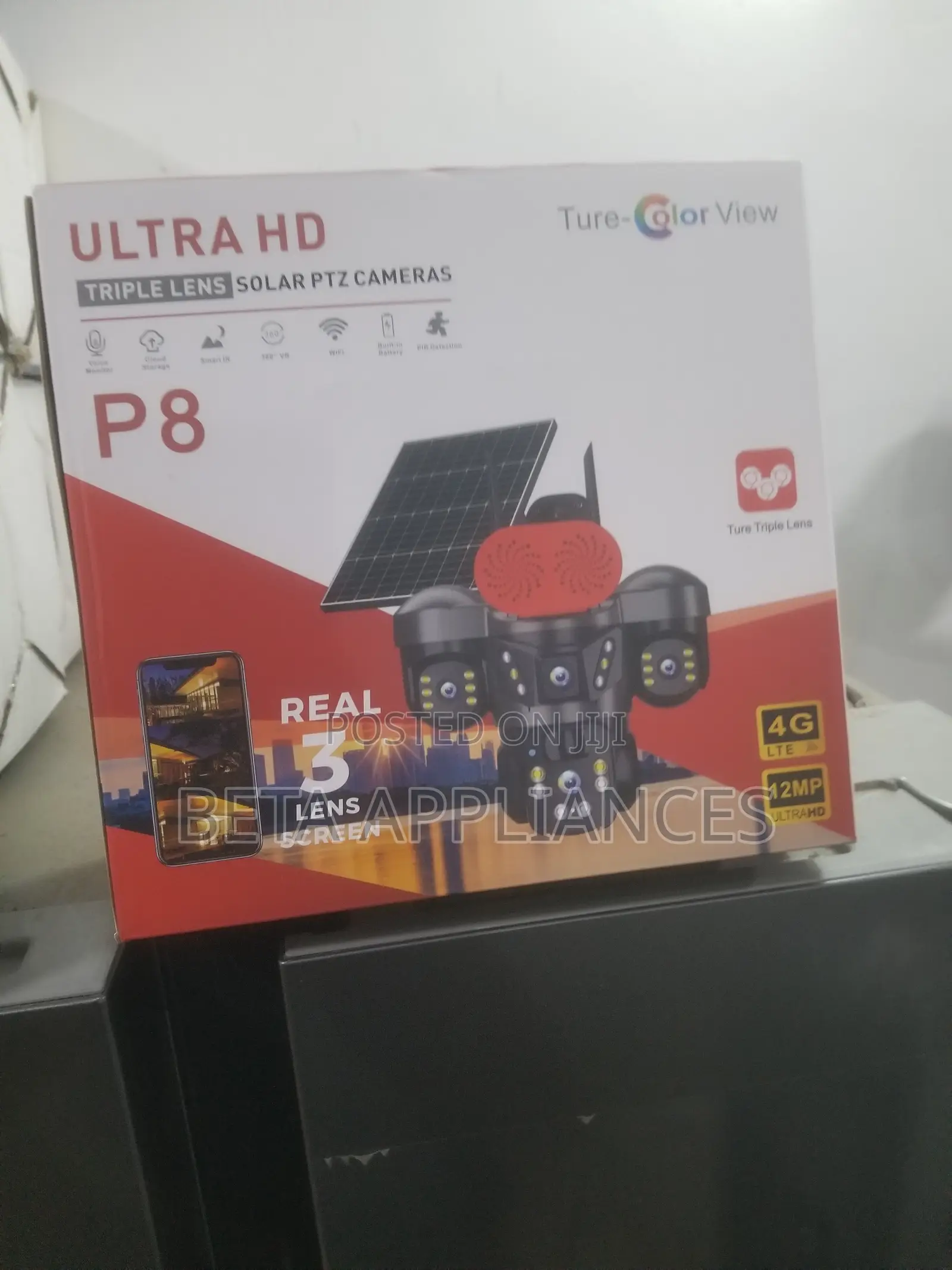 Triple-Lens Solar Powered PTZ Security Camera