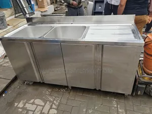 Stainless Steel Cabinet Sink, Double Bowl With Side Tray.