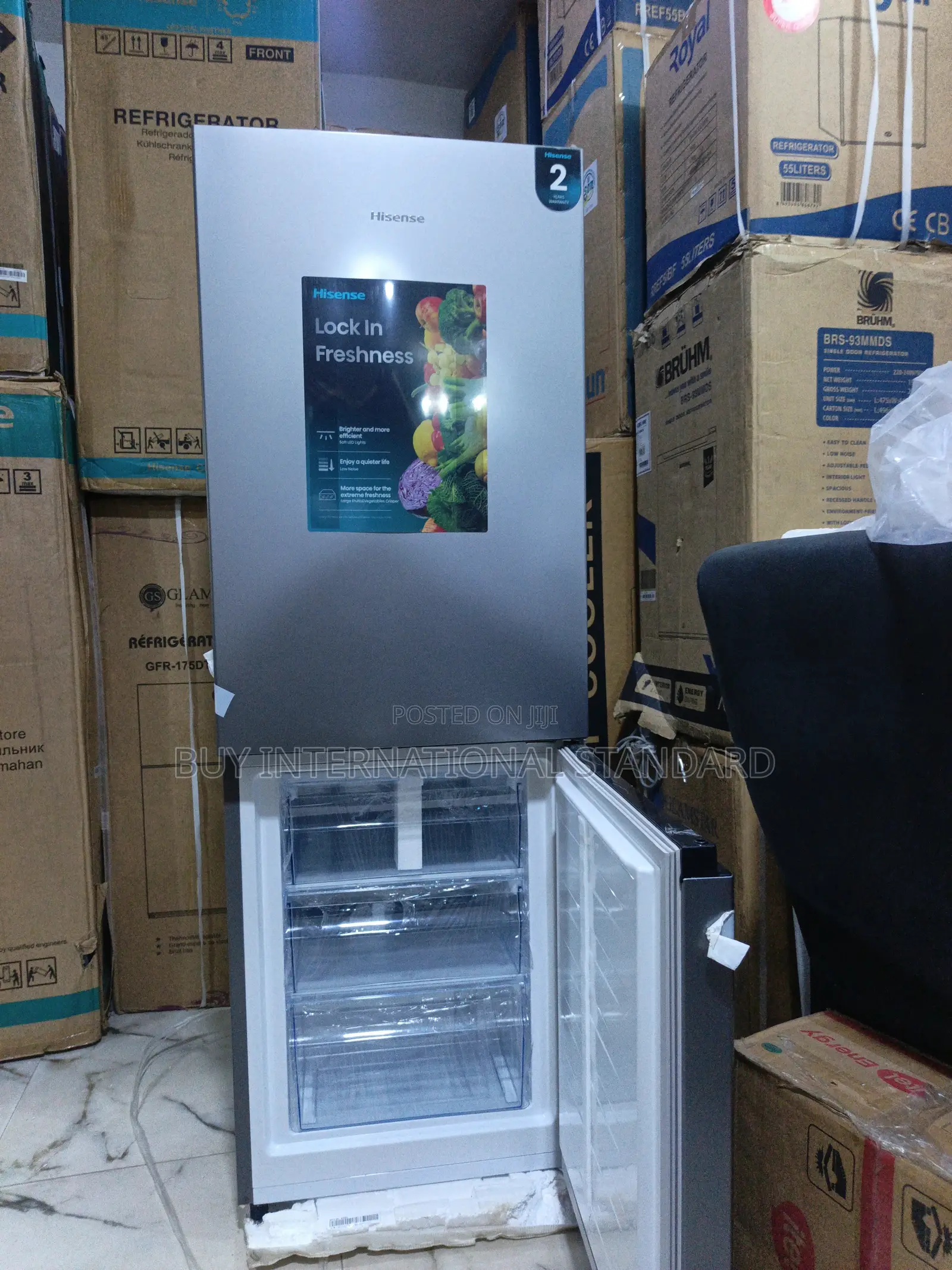 Hisense 225l Double Door Bottom Freezer With Led Interior Light