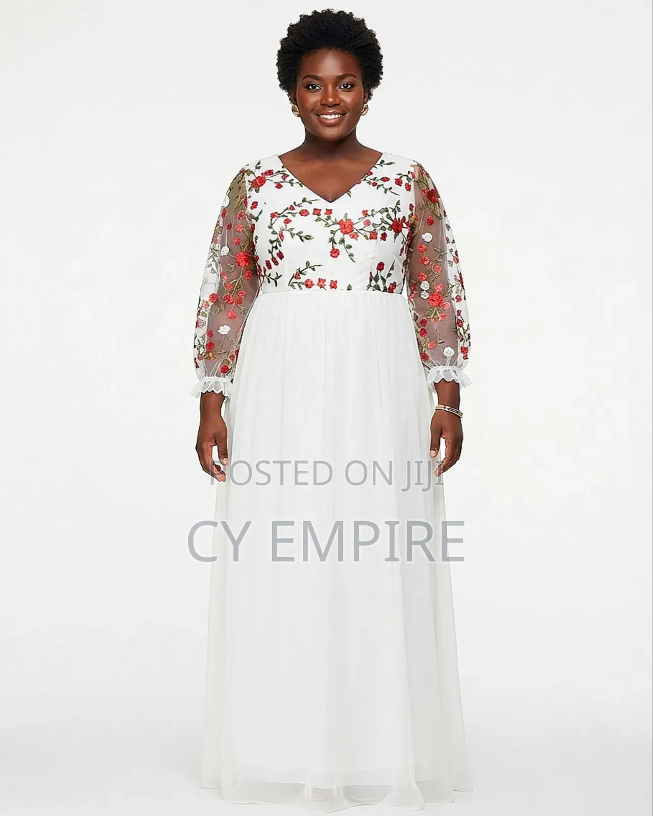 Ivory Mesh Overlay Gown