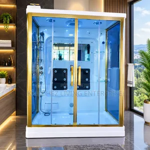 Luxury 150*100 Gold Frame Shower Cubicle With Steam Bath
