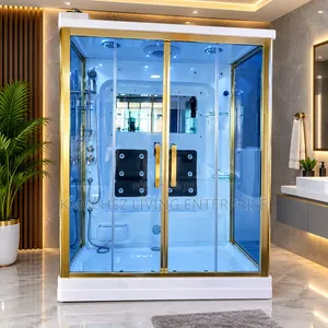 Luxury 150*100 Gold Frame Shower Cubicle With Steam Bath