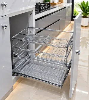 Premium Stainless Steel Pull-Out Cabinet Basket Spice Rack/Organizer.