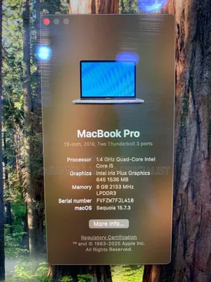 Laptop Apple MacBook Pro 2019 8GB Intel Core i5 SSD 256GB