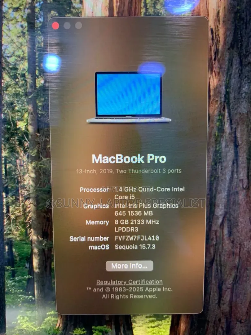 Laptop Apple MacBook Pro 2019 8GB Intel Core i5 SSD 256GB